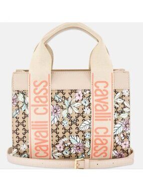 Cavalli Class Serafina Floral Monogram Top Handle Tote Crossbody Bag
